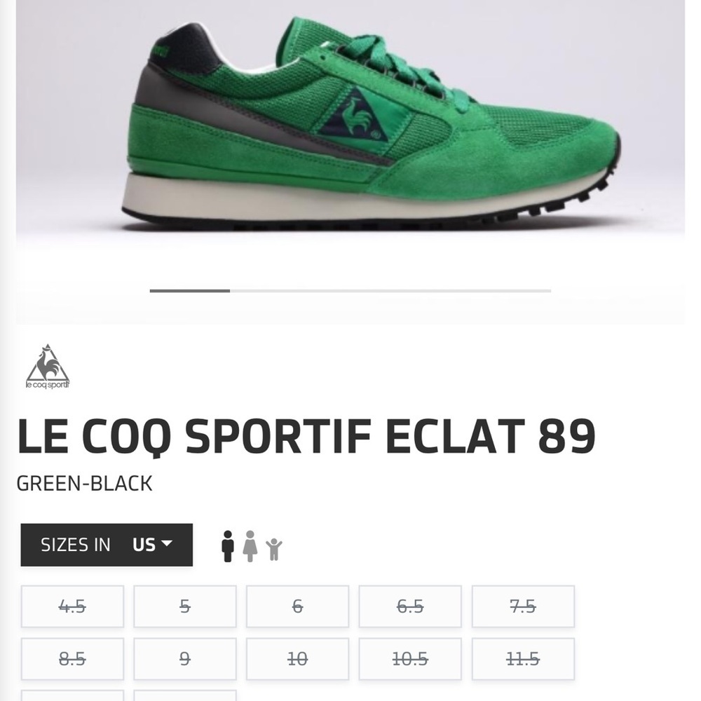 LE COQ SPORTIF ECLAT 89
GREEN-BLACK men’s 6.5
